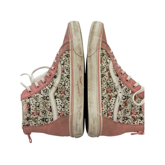 Vans US Juniors size 5.5 High Top Sneakers Pink & White With Cartoon Pattern - Picture 7 of 8